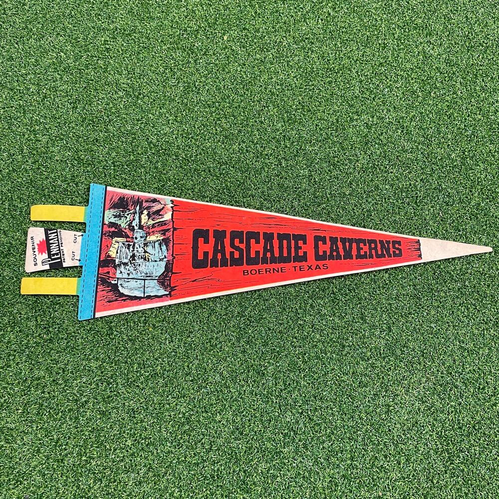 Vintage Cascade Caverns Boerne TX Felt Pennant Texas Cave Souvenir Mid Century